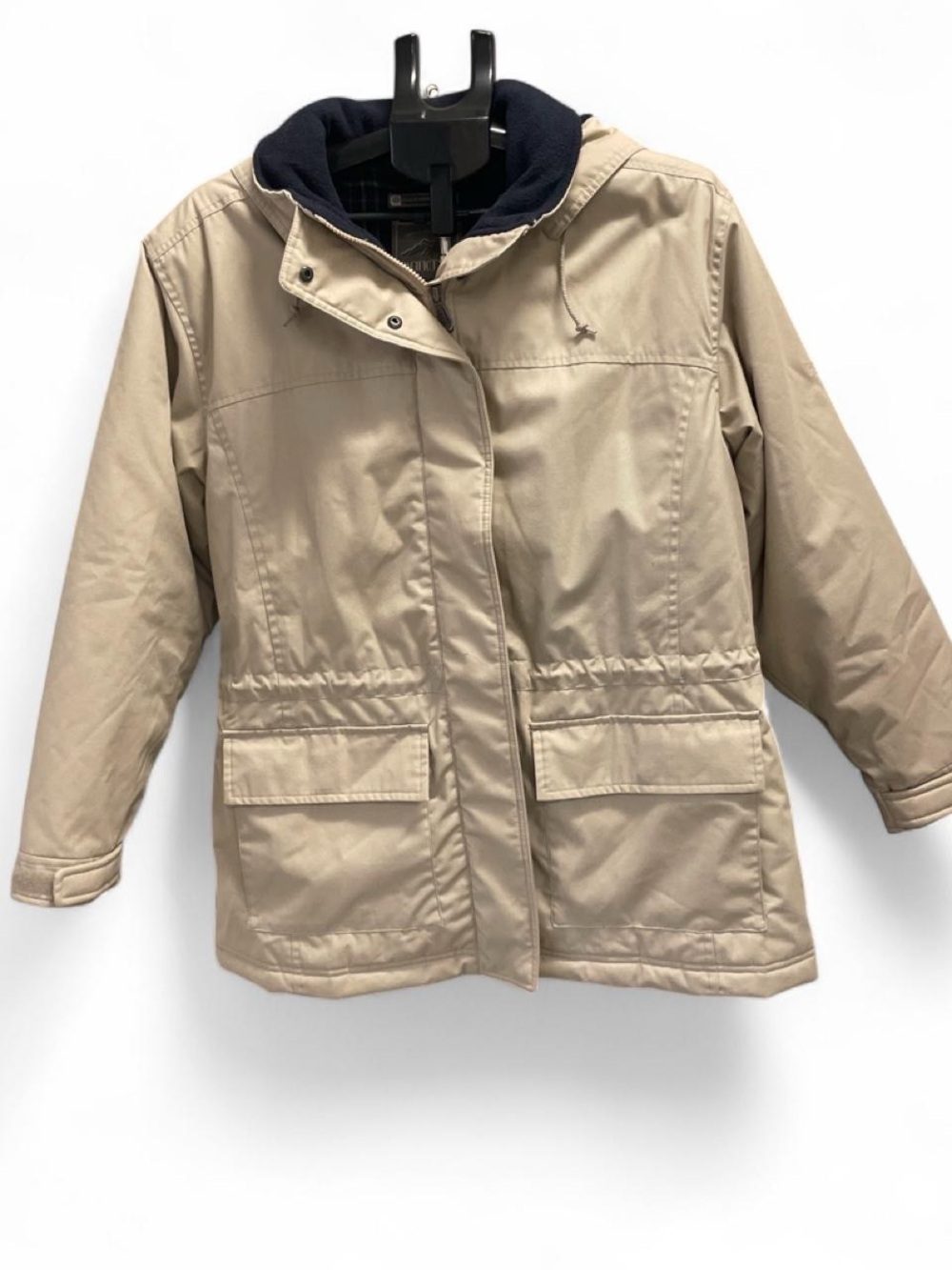 Pacific Trail Beige Utility Hooded Jacket with Navy Lining